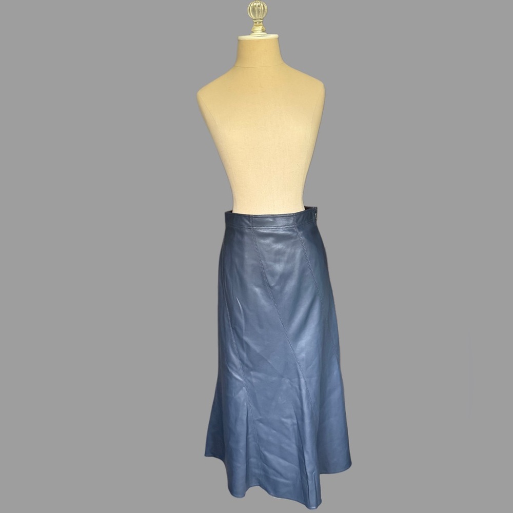 Rebecca Taylor A-Line Blue PLeather Skirt